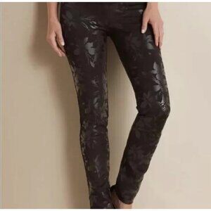 Soft Surroundings Black Floral Print Leggings XS petite whimsigoth 90s warm cozy